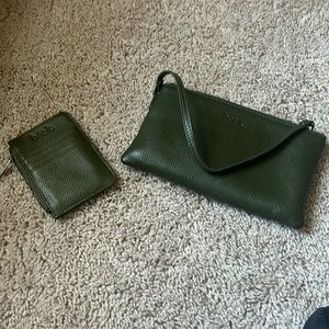 Beck bags. Matching dark green card holder and wristlet